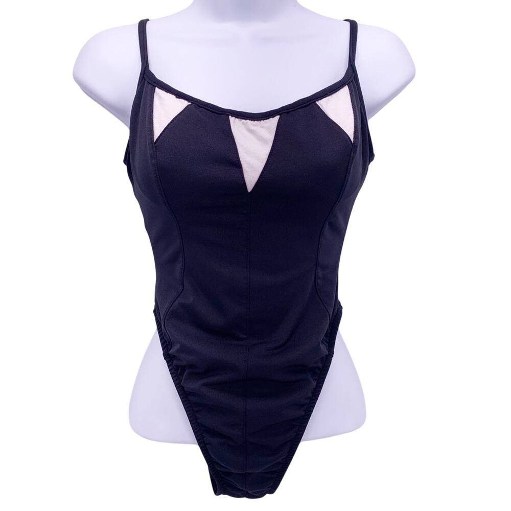 UjENA One Piece Black and Cream High Cut Bathing Suit Size Small